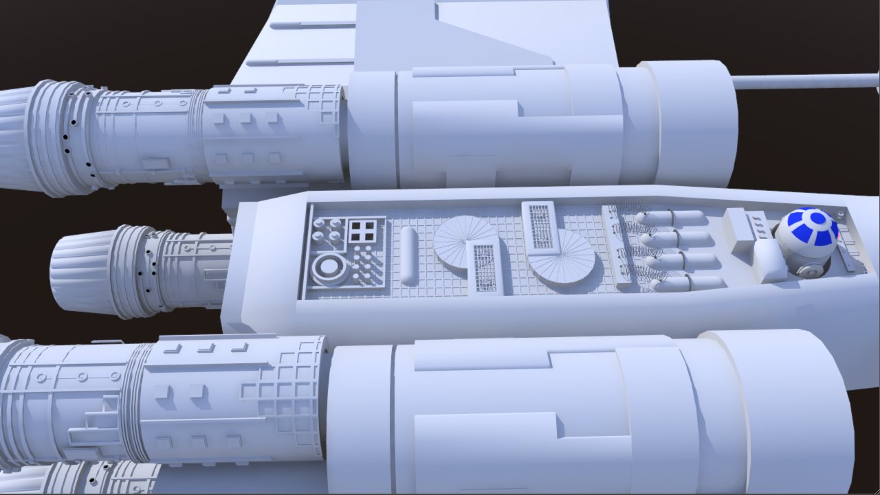 Rendering 3D X-Wing dettagli dello scafo