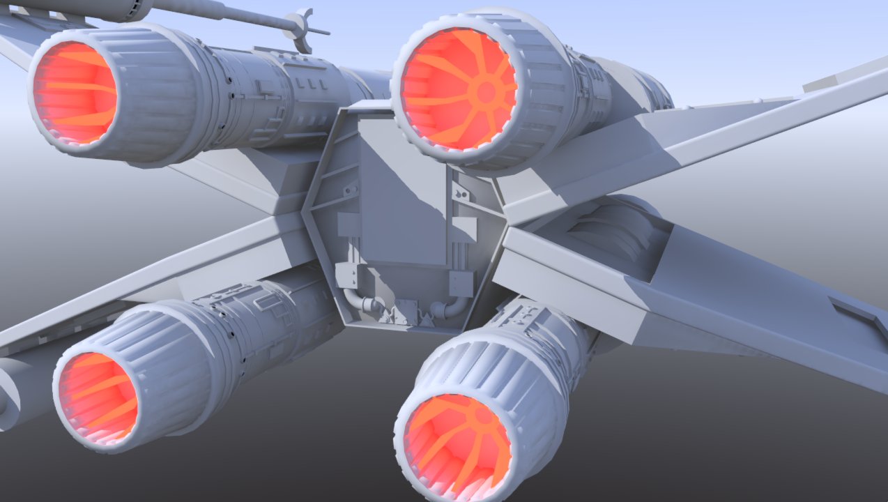 Rendering 3D X-Wing (reattori)