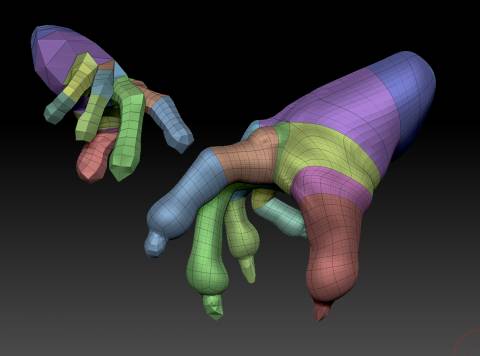 mani scolpite con zsphere