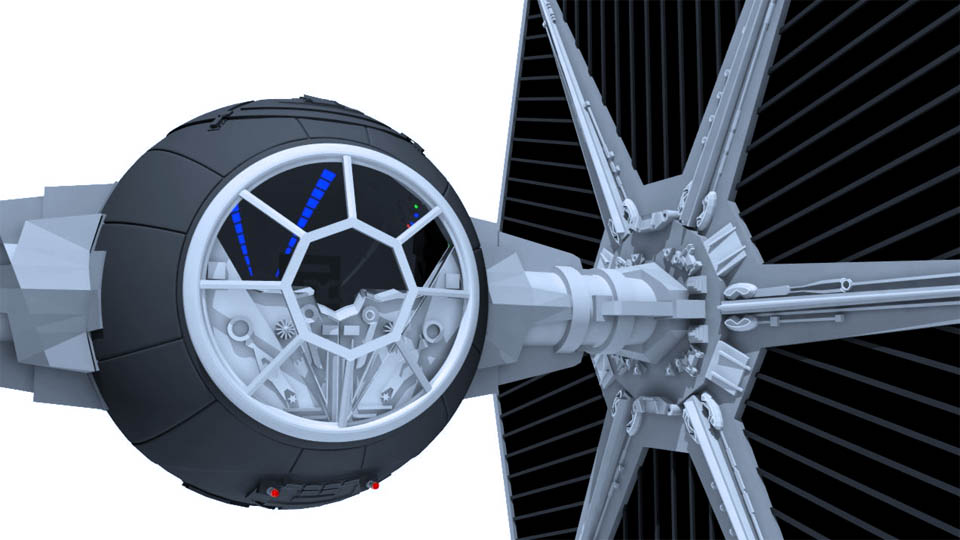 Caccia TIE Star Wars modellato in 3D