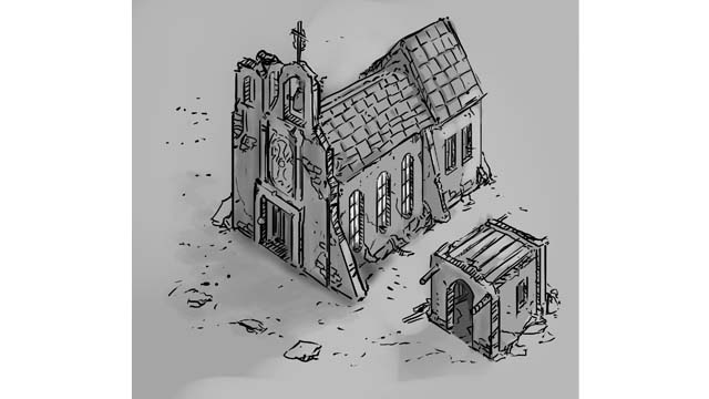 Bozzetto della chiesa da costruire in 3d
